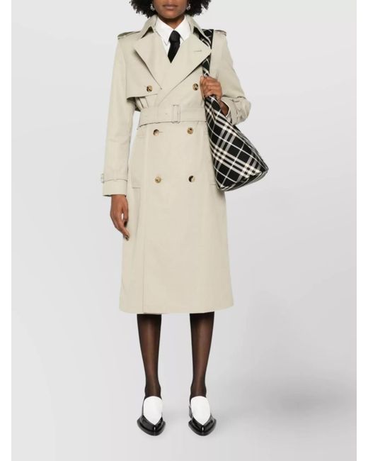 Burberry Natural Cotton-Blend Long Double-Breasted Trench Coat