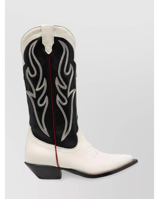Sonora Boots White Leather Embroidered Western Boots