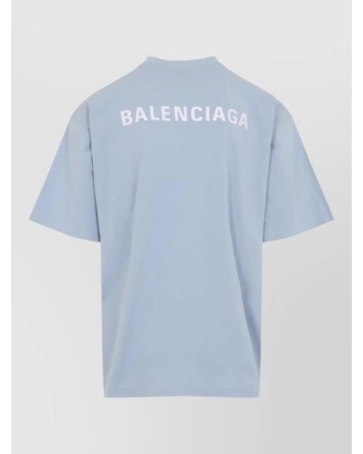 Balenciaga Blue Cotton Medium Fit Short Sleeve T-Shirt for men