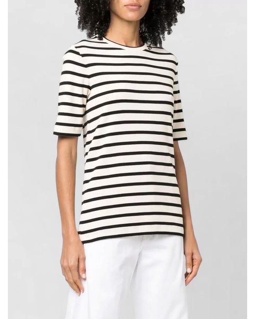 Jil Sander Multicolor Striped Crew Neck Ribbed Short Sleeve Top