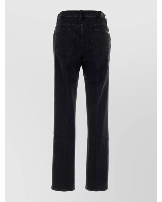 7 For All Mankind Black High Rise Stretch Denim Regular Jeans