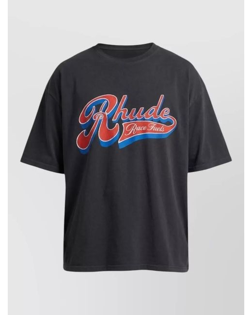 Rhude Black Pit Stop Crew Neck Graphic T-Shirt for men