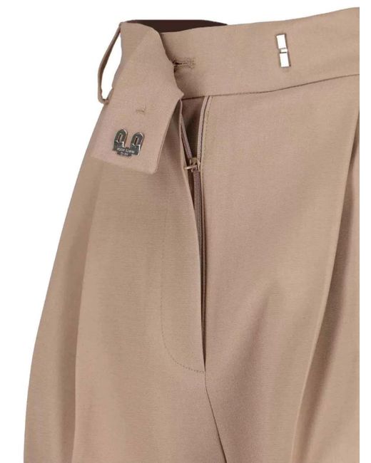 Frankie Shop Natural Straight Trousers With Back Pocket And Pleated Design