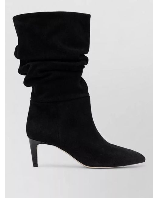 Paris Texas Black Slouch Boot Pointed Toe Kitten Heel