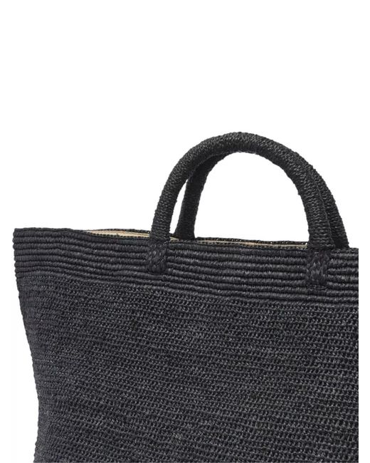IBELIV Black Tote Bag Woven Texture Open Top Handles