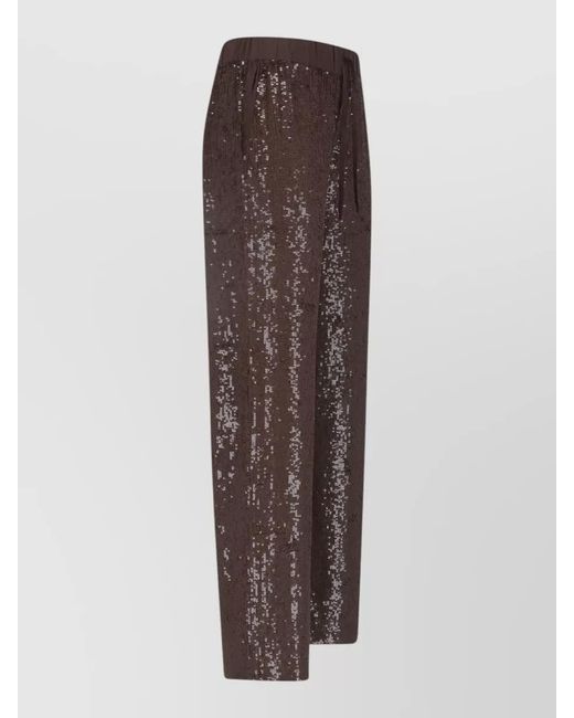 P.A.R.O.S.H. Brown Wide Leg Sequin Lounge Pants Elastic Waistband