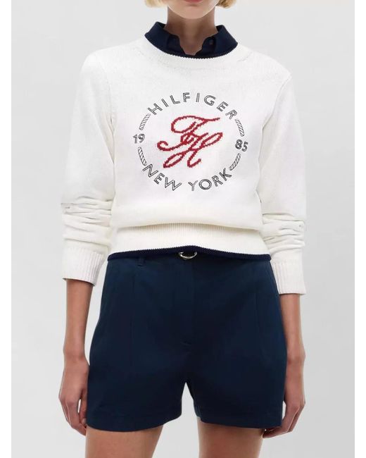 Tommy Hilfiger White Nautical Crew Neck Sweater Long Sleeves