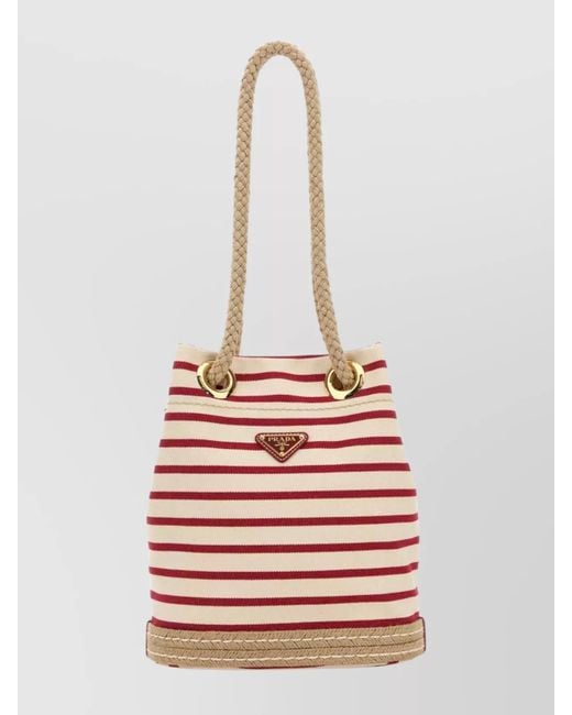 バッグ PRADA 2Way Canapa Bucket Shoulder Bag Prada Bucket Canvas Shoulder Bag in White | Lyst