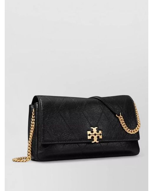 Tory Burch Black Charlie Quilted Leather Chain Shoulder Wallet