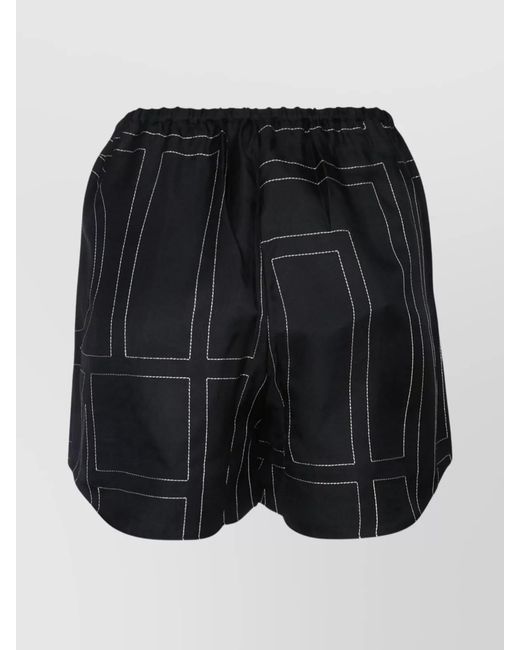 Totême Black Monogram Silk Pj Shorts