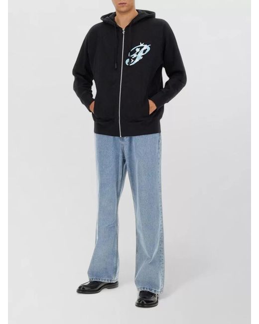 3.PARADIS Black Hooded Zip Sweatshirt Front And Back Print for men
