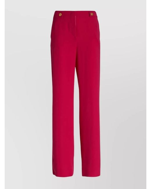 Giorgio Armani Red High Waist Wide Leg Trousers With Golden Buttons