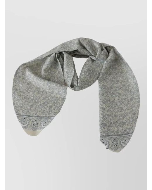 Ermanno Scervino Gray Silk Floral-Print Scarf