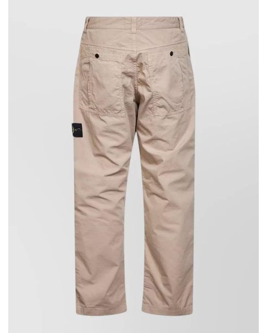 Stone Island Natural Straight Leg Trousers Multiple Pocket Design for men