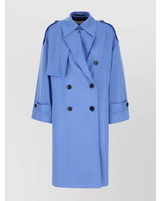 Dries Van Noten Blue Double-Breasted Coat