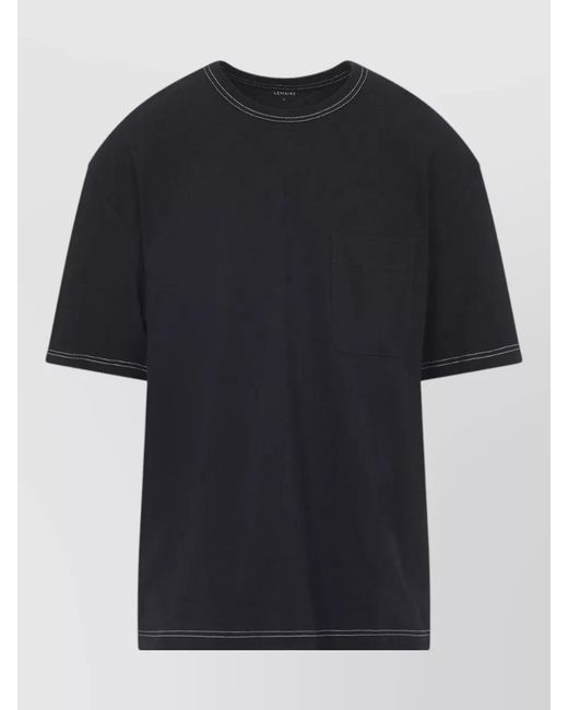 Lemaire Black Cotton Linen Boxy Short Sleeve T-Shirt for men