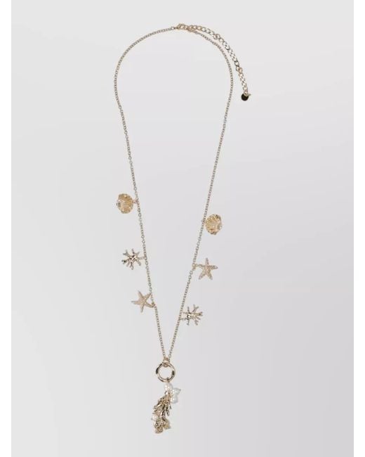 Self-Portrait White Necklace Adjustable Chain Starfish Shell Pearls