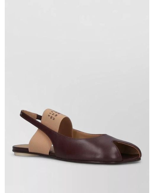 MM6 by Maison Margiela Brown Flat Sole Open Toe Slingback Two Tone Sandals