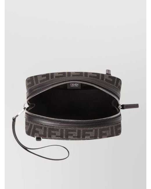 Fendi Black Beauty Mini Clutch Bag Ff Logo Strap for men