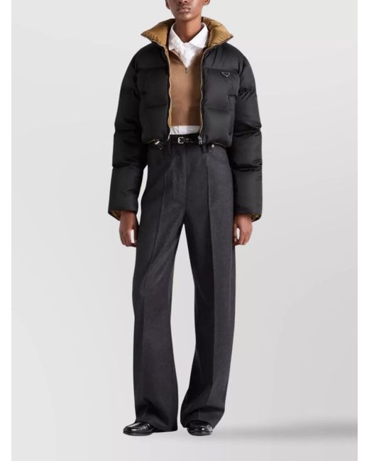 Prada Black Short Down Jacket Stand-Up Collar