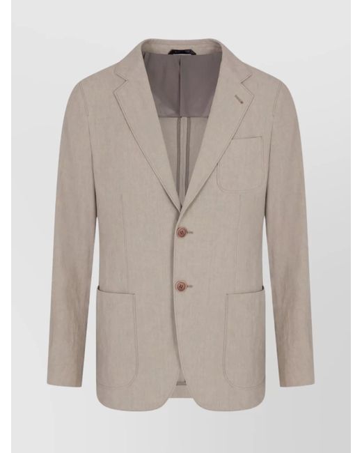 Giorgio Armani Natural Upton Line Single Breasted Linen Jacket for men