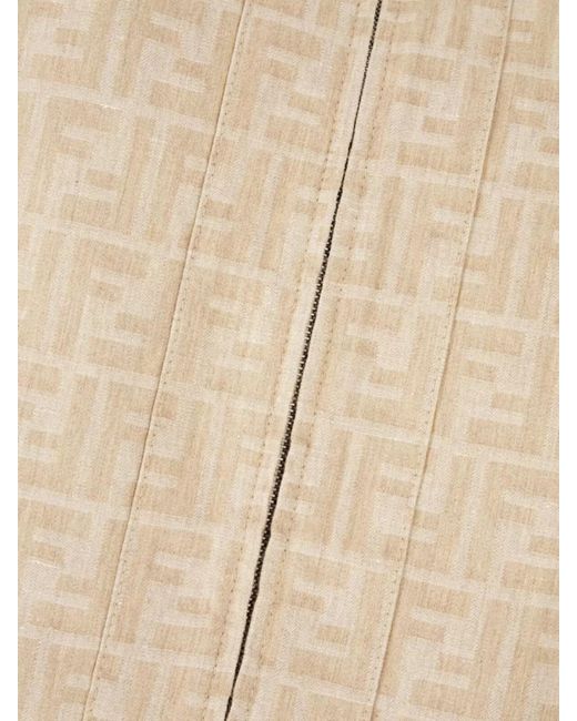 Fendi Natural Denim Ff Jacquard Cropped Jacket