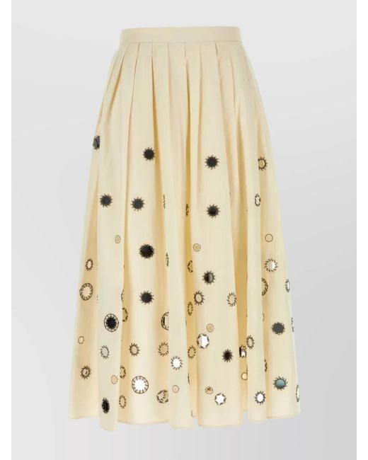 Prada Natural Cotton Pleated Skirt