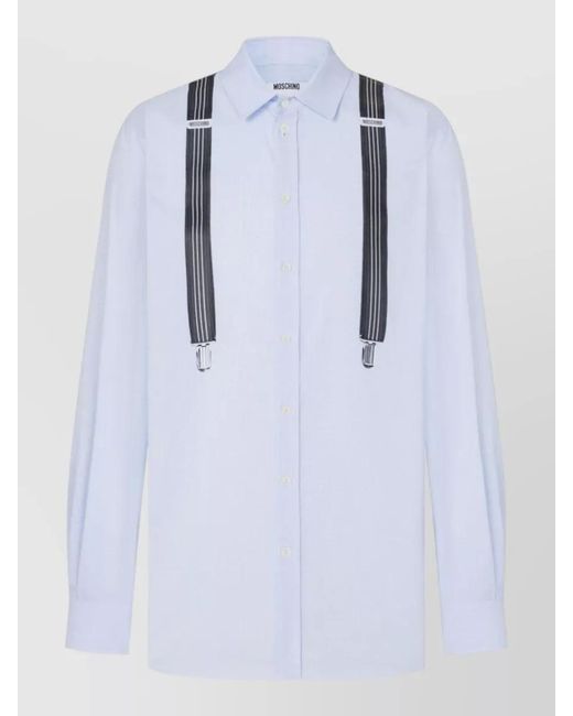 Moschino Blue Printed Cotton Shirt for men