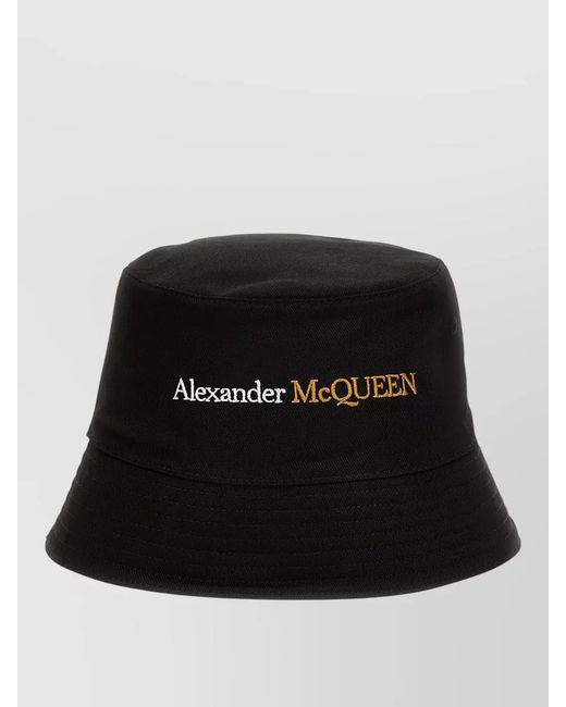 McQueen Black Cotton Bucket Hat for men