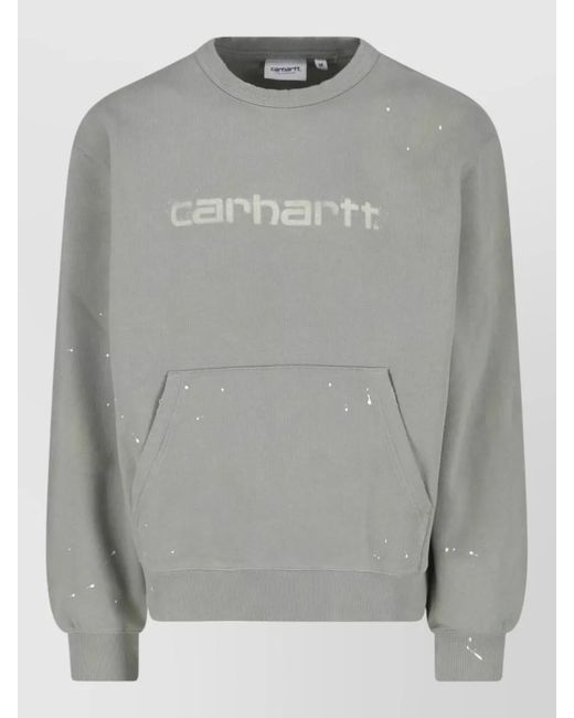 Carhartt Gray Cotton Destroy-Effect Logo-Print Sweatshirt for men