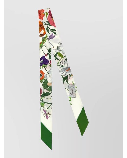 Gucci Green Silk Printed Scarf