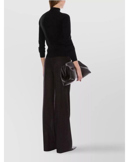 Alberta Ferretti Black Mock Neck Long Sleeve Knitwear With Buttons