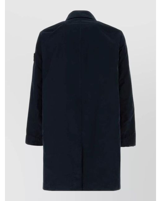 Stone Island Blue Long Trench Coat Polyester Blend Design for men