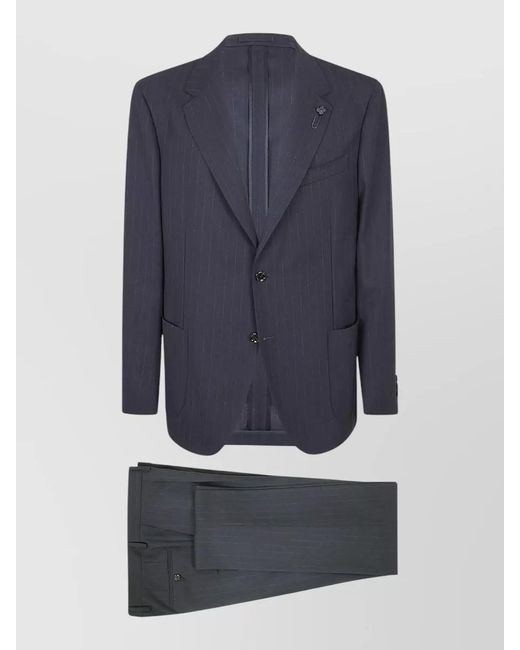 Lardini Blue Virgin Wool Pinstriped Single Breasted Suit for men
