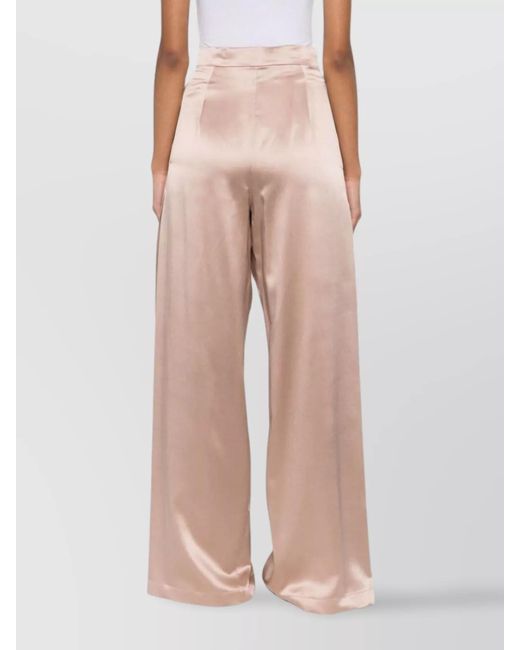 Max Mara Pink Silk Satin Wide-Leg Trousers