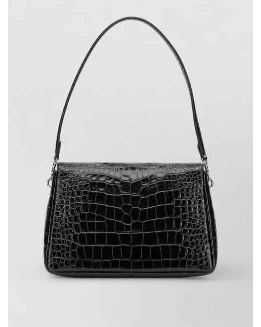 Tory Burch Black Crocodile Texture Clutch Bag Adjustable Strap