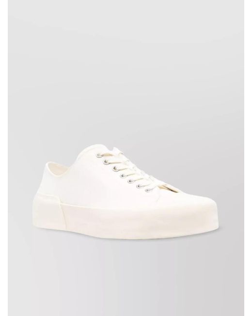 Jil Sander White Canvas Low-Top Sneakers