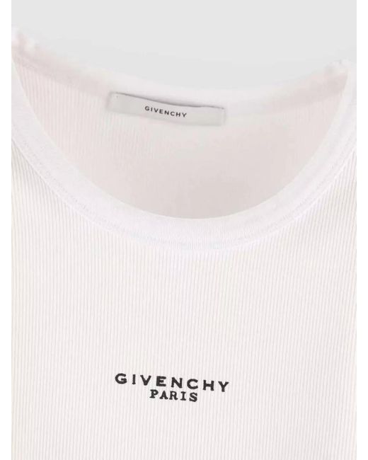 Givenchy White Ribbed Logo-Print Tank Top