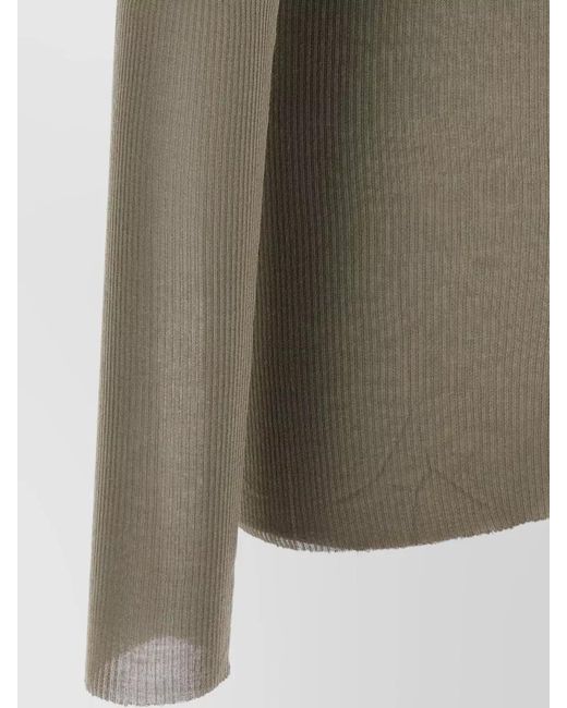 Rick Owens Gray Long Sleeve Ribbed Knit Seam Detail Top for men