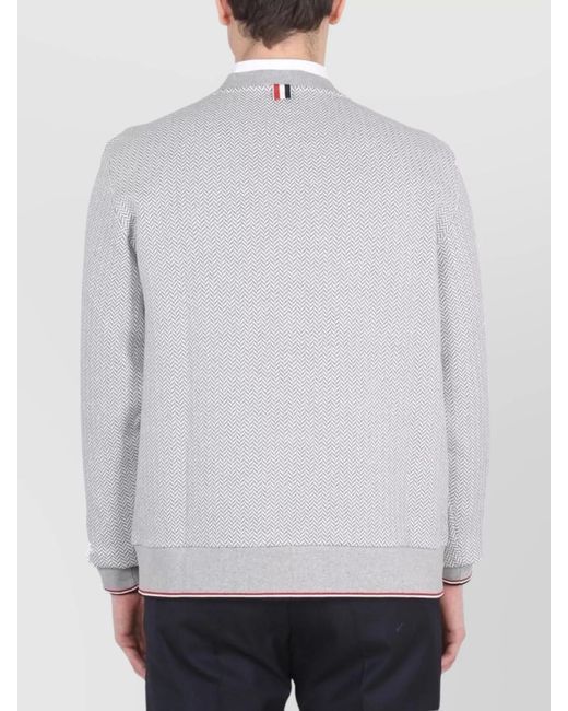 Thom Browne Gray Herringbone Cotton Sweatshirt for men