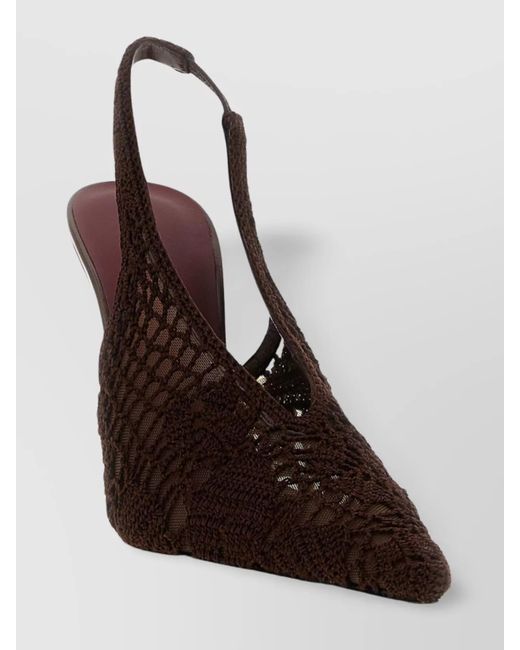Magda Butrym Brown Crochet Slingback Pumps