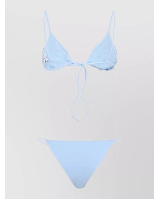 LaRevêche Blue Sanya Bikini Triangle Top Floral Straps
