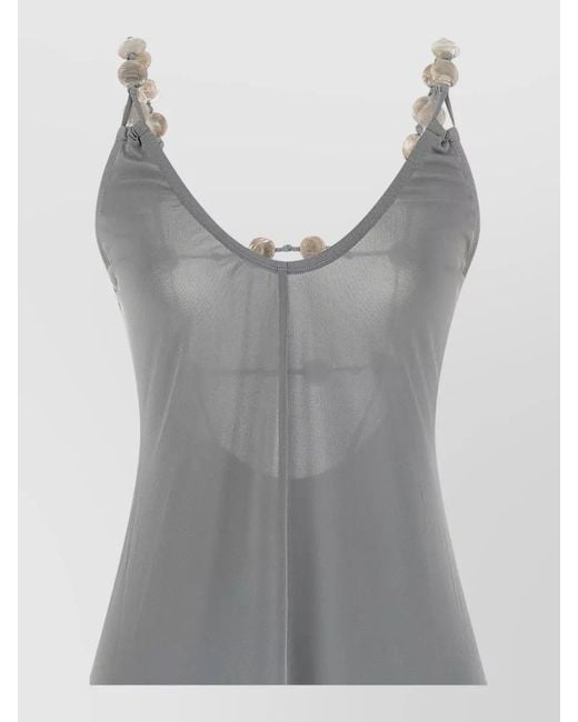 Eres Gray Sculptural Beach Dress Maxi Backless Beads