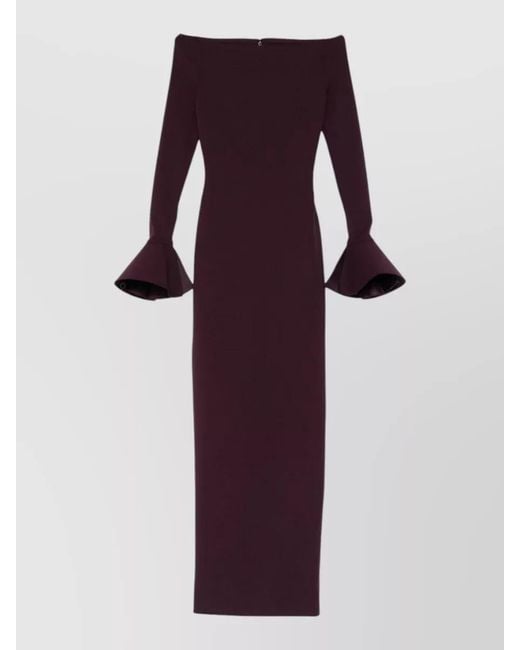 Solace London Purple Anica Off Shoulder Maxi Evening Dress
