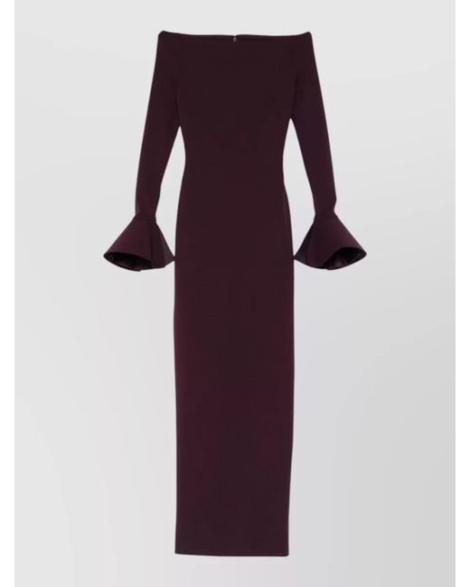 Solace London Purple Off-Shoulder Long-Sleeve Maxi Dress