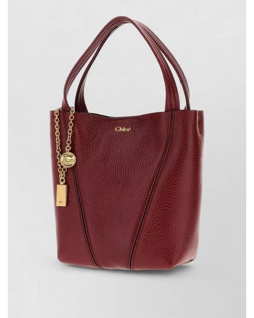 Chloé Red Spin Small Leather Tote Bag