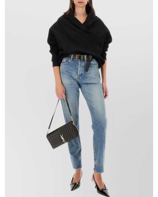 Saint Laurent Black V-Neck Cotton Jumper