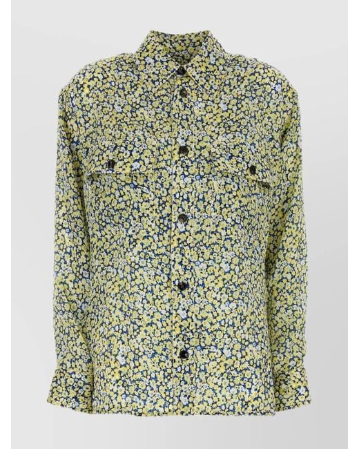Bottega Veneta Green Printed Silk Shirt for men