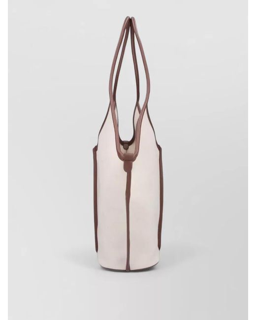 Hereu Natural Large Tote Bag Contrast Trim Dual Handles