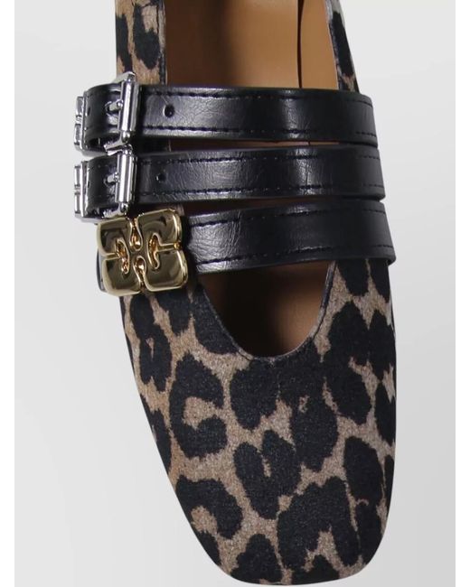 Ganni Black Printed Ballet Flats